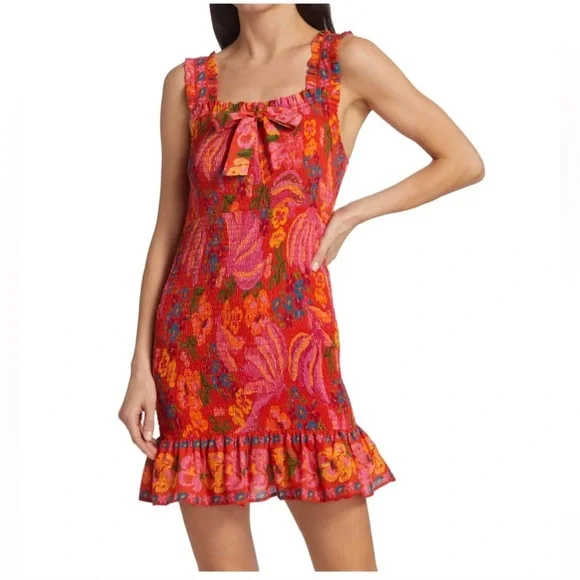 Farm Rio Floral Sleeveless Dress with Bow - Picture 1 of 6